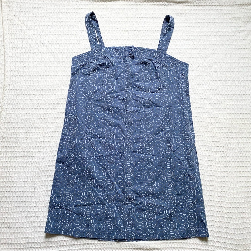 J. Crew factory blue and white embroidered tank dress size 14
